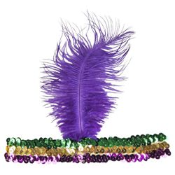 Mardi Gras Sequin Flapper Headband w/ Feather