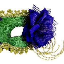 Mardi Gras Mask w/ Sequins and Flower Accents On The Side