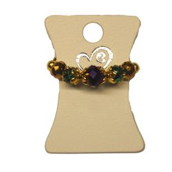 Gold Mardi Gras Crystal Beads Stretch Ring