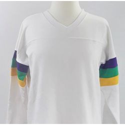 Mardi Gras Long Sleeve White Spirit T-Shirts Size Medium