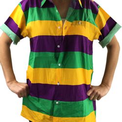 Mardi Gras Hawaiian Style Shirt Size Small 