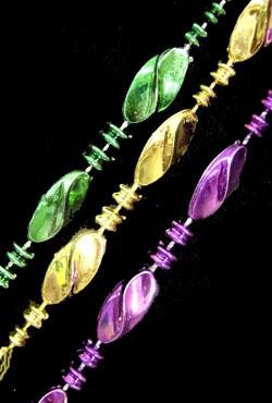 23mm 60in Metallic Purple, Green, and Gold Twist Mardi Gras Beads