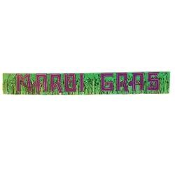 6ft x 10in Mardi Gras Banner w/ Metallic Purple/ Green/ Gold Fringe