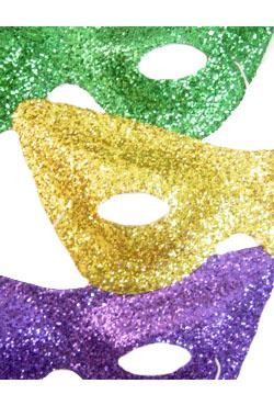 7.5in x 3.5in Assorted Purple/ Green/ Gold Glittered Cat Eye Mask