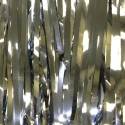 29in x 14ft Metallic Silver Fringe Table Skirt