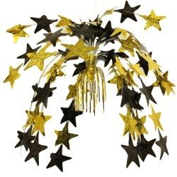 24in Black and Gold Metallic Star Cascade Centerpiece