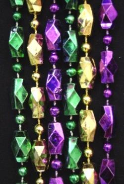 48in Metallic Purple/ Green/ Gold Diamond Cut Oblong Beads