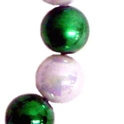 12mm Round Metallic Green/ White AB St Patrick's Day Bracelets 