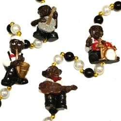 42in Jazz Band Necklace w/ Black White/ Pearl Beads
