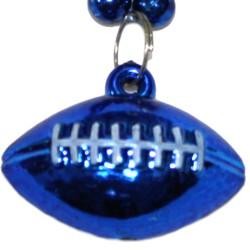 7mm 33in Blue Beads with Football Medallion