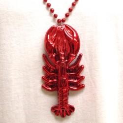 33in 7.5mm Metallic Red Bead with Crawfish Medallion