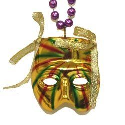 Gold Striped Mask Necklace