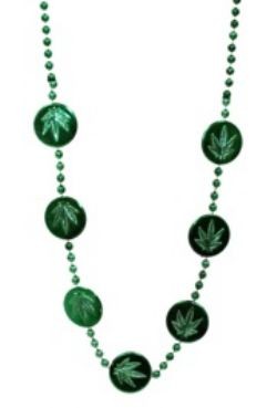 44in Metallic Green Marijuana Medallion Beads