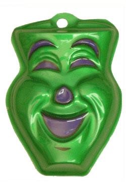 4in x 3in Metallic Purple/ Green/ Gold Plastic Comedy/ Tragedy Face
