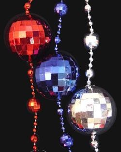 48in 40mm Metallic Red/ Blue/ Silver Jumbo Disco Ball Shape Beads