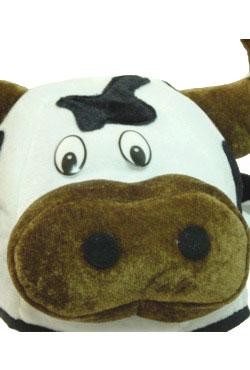 10in Tall Plush Cow Head Hat