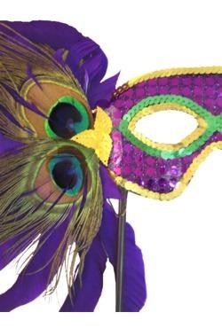 Assorted Purple, Green, and Gold Peacock Feather Masquerade Mask