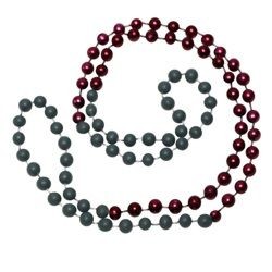 33in 7mm Round 4 Section Grey CC/ Metallic Burgundy Beads