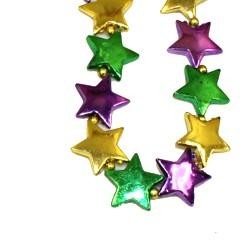 42in Purple/ Green/ Gold Star Bead