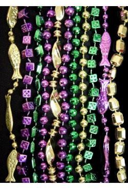 48in 6-Style Super Mix Metallic Purple/ Green/ Gold Beads/ Assorted Styles