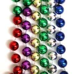 48in 12mm Round 6 Section Metallic Rainbow Beads