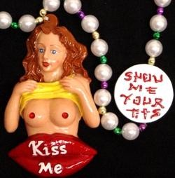Naughty Mardi Gras Beads: Kiss Me Flashing Nudie Girl