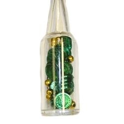 33in 10mm Met Green Bead w/ Beer Bottle Opener w/ Green Coins And Round Metallic Gold Beads Inside 