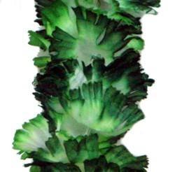 36in x 3in Simulated Silk Frilled Green/ White Lei
