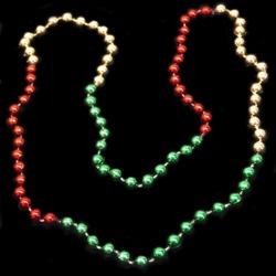 33in 7mm Round Section Metallic Red/ Green/ Gold Beads