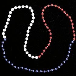 33in 7mm Round 3 Section Metallic Red/ Blue/ White Pearl Beads