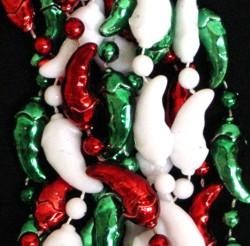 33in Metallic Green/ Red/ White Clear Coat Chili Peppers Beads