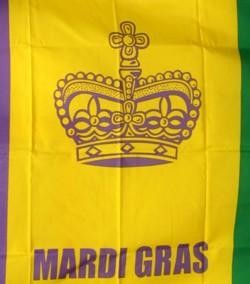 3ft x 5ft Polyester Mardi Gras Flag w/ Crown