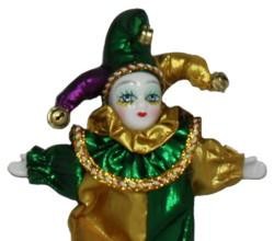 7in Tall x 3in Wide Purple/ Green/ Gold Mardi Gras Magnet Doll