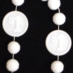 33in White Clear Coat Number 1 Basketball Beads