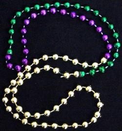 33in 7mm Round 3 Section Metallic Purple/ Green/ Gold Beads