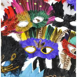 Mardi Gras Feather Masquerade Masks Assorted Styles