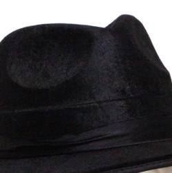 5in Tall Black Velvet Fedora Hat