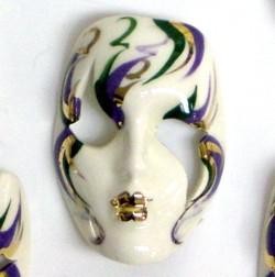 2in x 1.5in Hand Painted Mardi Gras Face Mask Pin/ Brooch