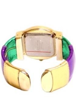 Purple/ Green/ Gold Metallic Cat Eye Mask Cuff Bracelet Style Watch