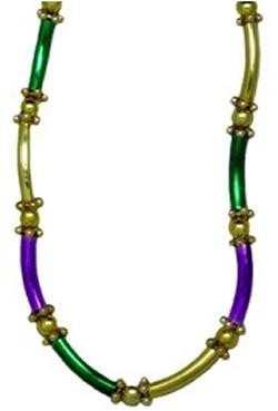 44in Metallic Purple Green Gold Macaroni Necklace