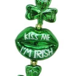42in St Pats Shamrock/ Clover Necklace w/ Lips 