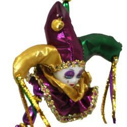 42in Assorted Purple Green Gold Jester Doll Necklace