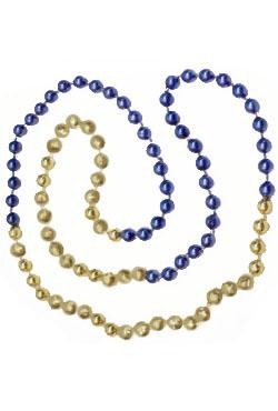 33in 7mm Round 4 Section Metallic Blue/ Metallic Gold Beads