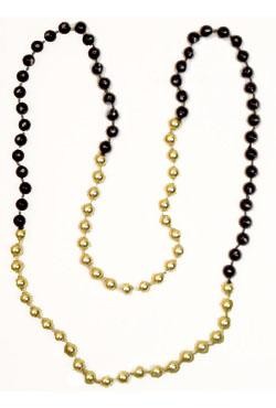 33in 7mm Round 4 Section Black Clear Coat/ Metallic Gold Beads