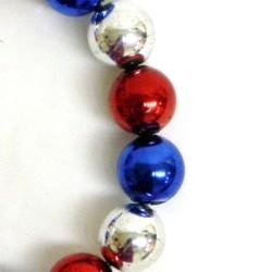 12mm Round Metallic Red/ Blue/ Silver Bracelets