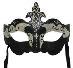 Paper Mache Masks: Black Masquerade Masks with Black, Silver, and Gold Glitter