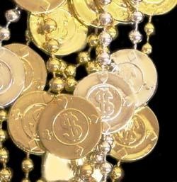 33in Metallic Gold/ Silver Mix Casino Poker Chip Beads