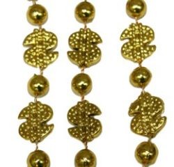 33in Metallic Gold Small Dollar/ Money Sign Beads