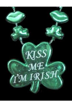 36in Kiss Me I'm Irish, Green Lips Beads