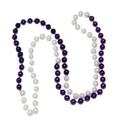 33in 7mm Round 4 Section Metallic Purple/White Pearl Beads